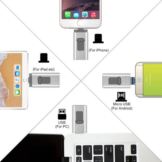 Clé USB 3.0 - Stockage externe - Pour iPhone, iPad - 64 Go - Compatible  avec n'importe quel modèle de PC-Pad-téléphones Android - No - Cdiscount  Informatique