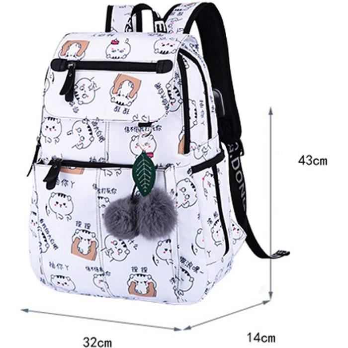 Sac a Dos Scolaire College Lycee Fille Ados Cartable Daypack USB Port de Charge Grand Sac a Dos ecole Ville Voyage Loisir Cdiscount Bagagerie Maroquinerie