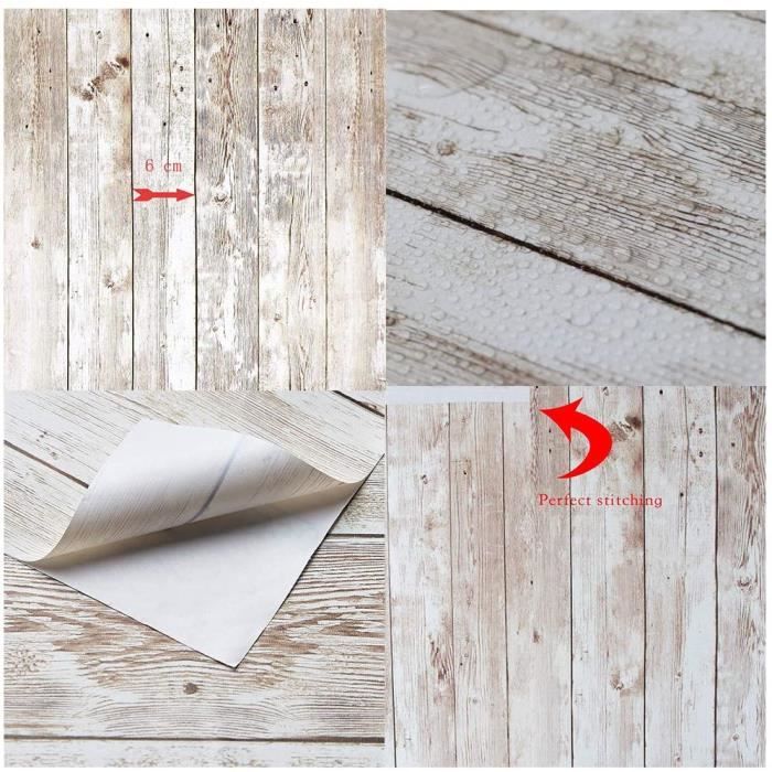 Adhesif Marbre VEELIKE Papier Peint En Bois Blanc Vintage Papier Adhésif Vinyle Décoratif Mat Grain De Bois Autocollant Pour Armoire De Cuisine Table À Manger Bureau Porte Meubles Armoire Étanche 40cm X