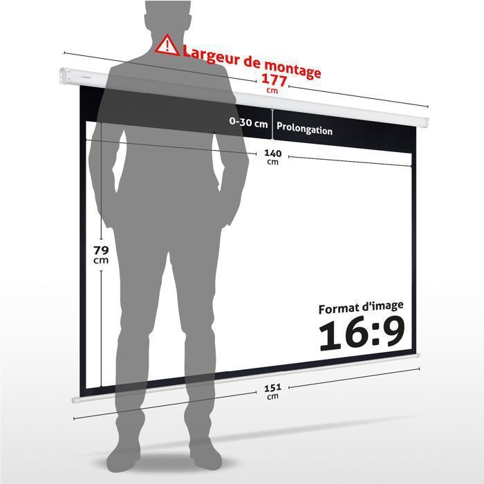 Leinwand Beamer Elektrisch ESMART Economy EXM | 240 X 135 Cm (108") | Format 16:9 Motor-Leinwand Elektrische Leinwand Für Beamer