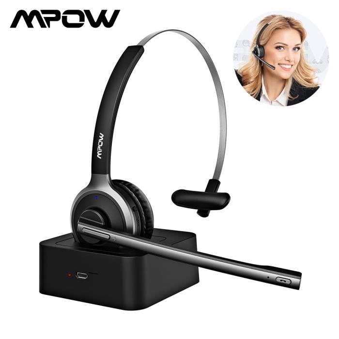 Casque audio Mpow M5 Pro sans fil Bluetooth sur l oreille suppression du bruit avec micro Noir Cdiscount TV Son Photo