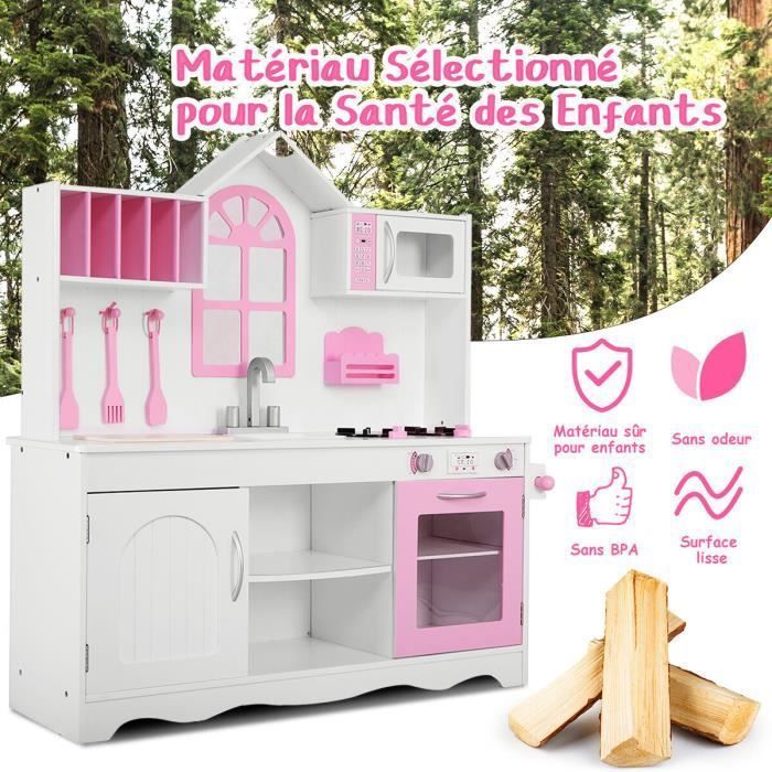 COSTWAY Cuisine Enfant en Bois avec Effets Sonores et Lumières, Cuisinière Enfant avec Machine à Laver et Micro-Ondes, Machine à Glaçons - Gamm vert COSTWAY Cuisine Enfant en Bois avec Effets Sonores et Lumières, Cuisinière Enfant avec Machine à Laver et Micro-Ondes, Machine à Glaçons - Gamm vert