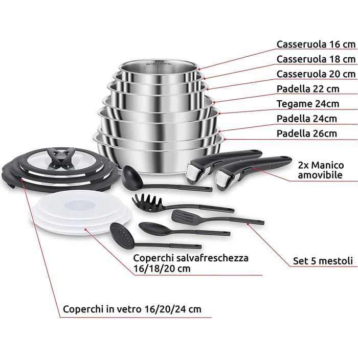 Tefal Batterie De Cuisine - 2 Casseroles Tous Feux Dont Induction 16/20 Cm  + Poignée à Prix Carrefour