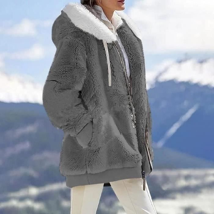 Blouson femme hiver a capuche Gris fonce Perfecto Bomber