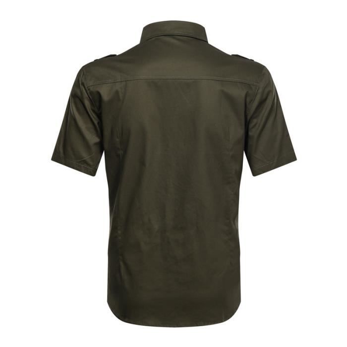 Chemise Homme Ete Manches Courtes Chemisette Cargo Coton Couleur Unie Avec Poches Noir Noir Cdiscount Pret a Porter