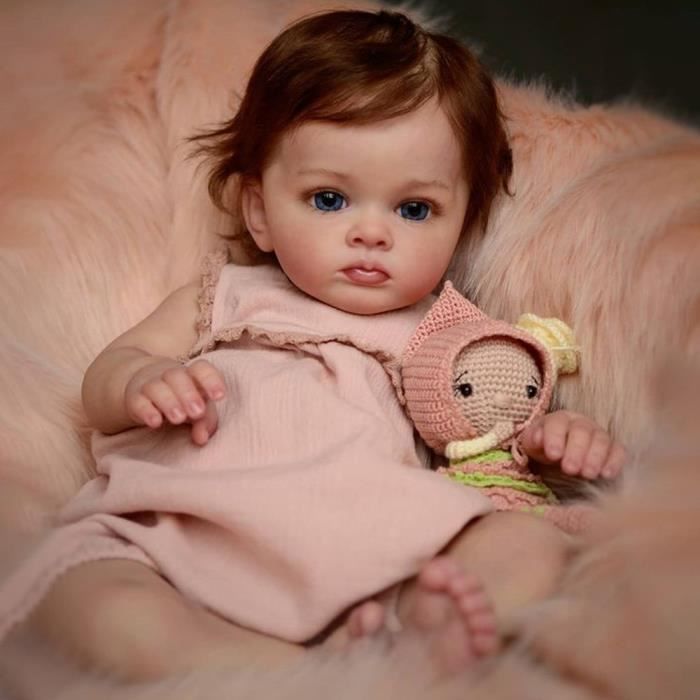 19 Pouces 48 Cm Yeux Bruns Reborn Bébé En Silicone Souple Avec Corp En Tissu Poupee Realiste Jouet De Poupee Realiste Avec V Am