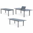 Salon de jardin table extensible - Chicago Gris - Table en aluminium 175/245cm avec rallonge et 8 assises en textilène-2