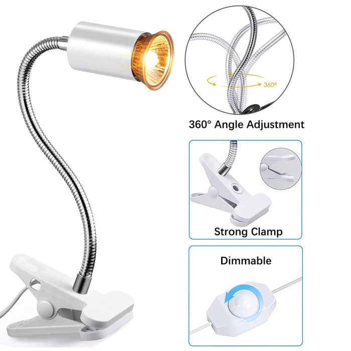 Reptile UVA UVB lamp with Clip-on Bulb Lamp Holder Kit Turtle Basking ...