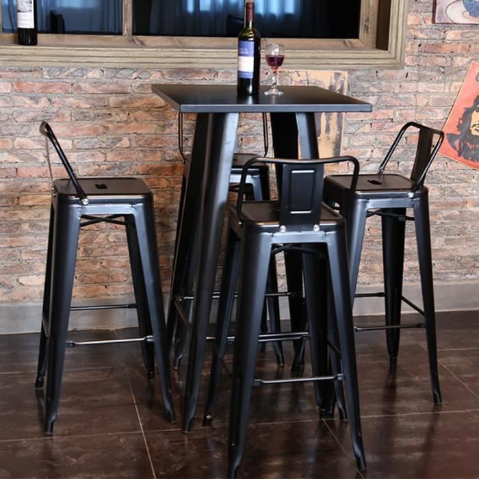 Table de bar Mange Debout style industriel en métal noir mat