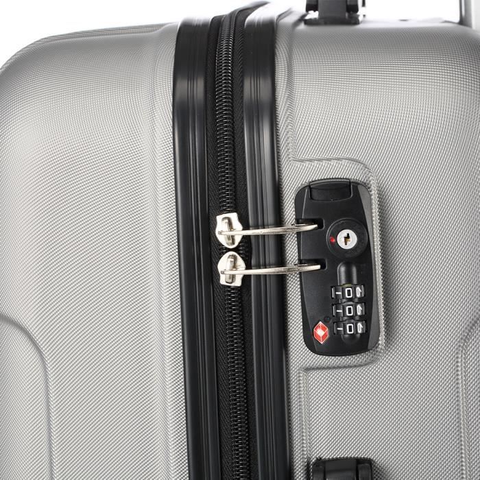 ESS COO – Set 3 Valises ABS Rigides 4 Roues 360° + TSA – Rouge Vin élégant – Bagages Cabine + Soute