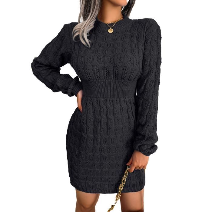 Dioche Robe Pull Femme Hiver Automne Robe Tricot e Torsad e