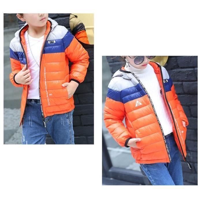 Orange Doudoune Enfant Fille Garcon a Capuche en duvet epaisse Manteau Automne Hiver Fine et Legere 4 12 ans Orange Cdiscount Pret a Porter