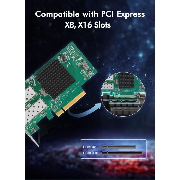 10Gbe Pcie Carte Réseau Dual Sfp+ Ports. Intel X520-Da2- X520-Sr2 ...