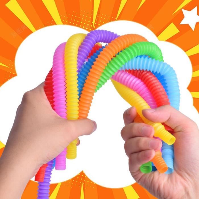 12 Tubes Pop Sensoriels LED – Jouets Fidget Extensibles Multicolores – Anti-stress, Party Favors – Dès 3 Ans – 3 Modes Lumière