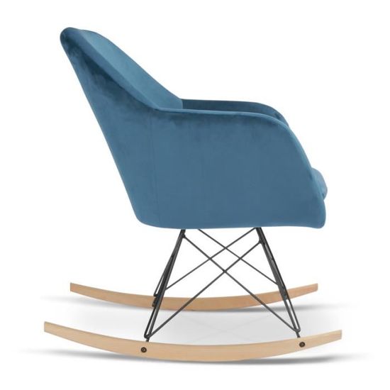Fauteuil à Bascule Bora Velours Bleu