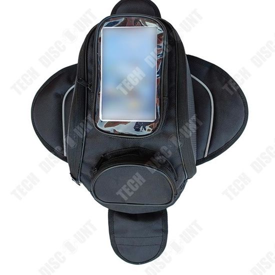 Sac Magnétique Pour Réservoir De Moto Qiilu - Noir, Tissu Oxford 1680D Imperméable, Poche Transparente Téléphone