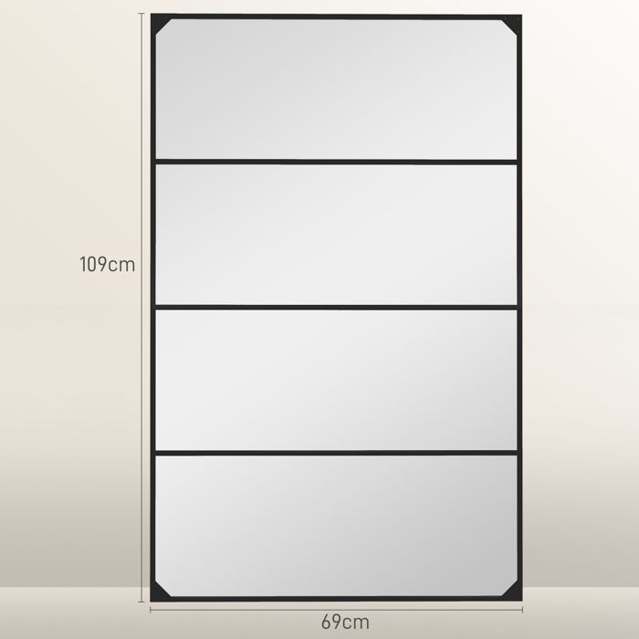 Miroir avec quadrillage en métal, H140 cm