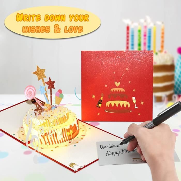 Carte d'anniversaire Pop-up 3D Recyclable Cartes Anniversaire 3D Carte  Happy Birthday Pop Up avec Musiqu et Lumière pour Mère[S284] - Cdiscount  Beaux-Arts et Loisirs créatifs
