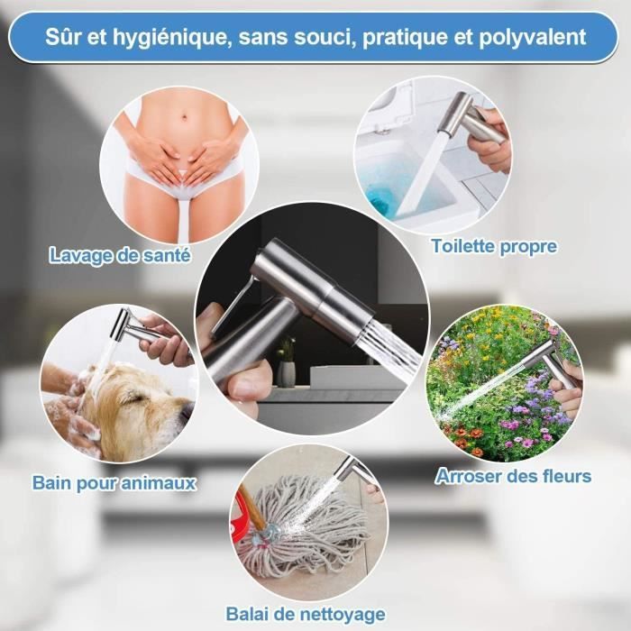 Kit Douchette Bidet WC Pulvérisateur de douche pour l'hygiène intime  Douchette à Main Support De Tuyau Fixation - Cdiscount Bricolage
