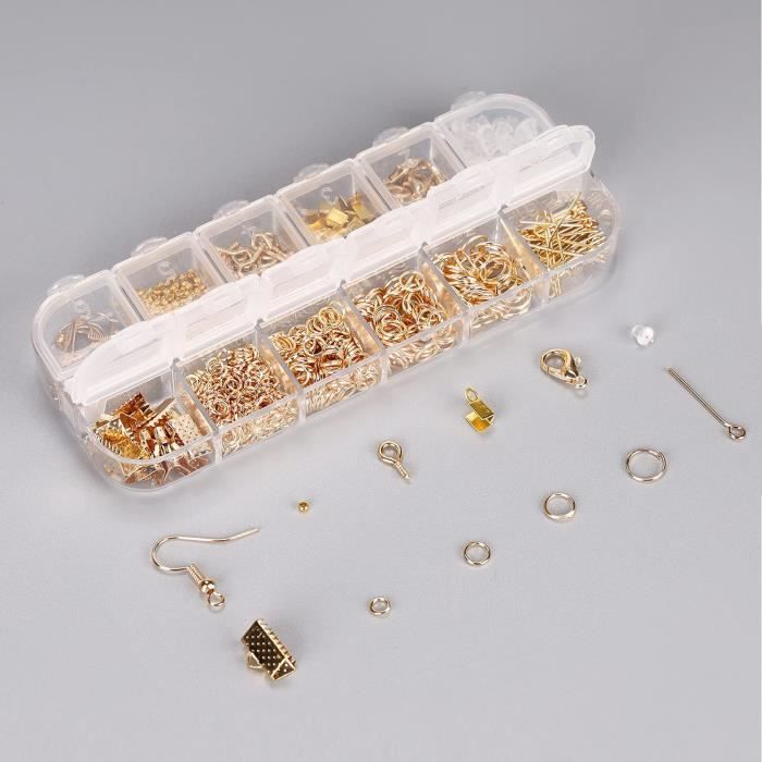 Lot De 800 Pièces Fournitures Pour Fabrication De Bijoux - Fermoirs Sautoirs, Anneaux, Etc. - Doré, En Fer - Neuf Avec étiquettes