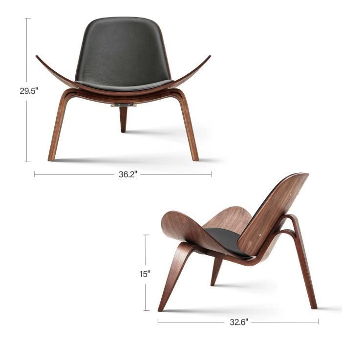 Fauteuil en Bois Design Vintage Confortable Trépied Chaise de Salon Simili  PU- Noyer - Cdiscount Maison