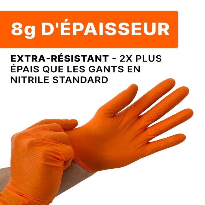Gants Nitrile Extra Forts Tiga-Med - Lot De 50 - Sans Latex - Antidérapants - Pour Atelier, Jardin