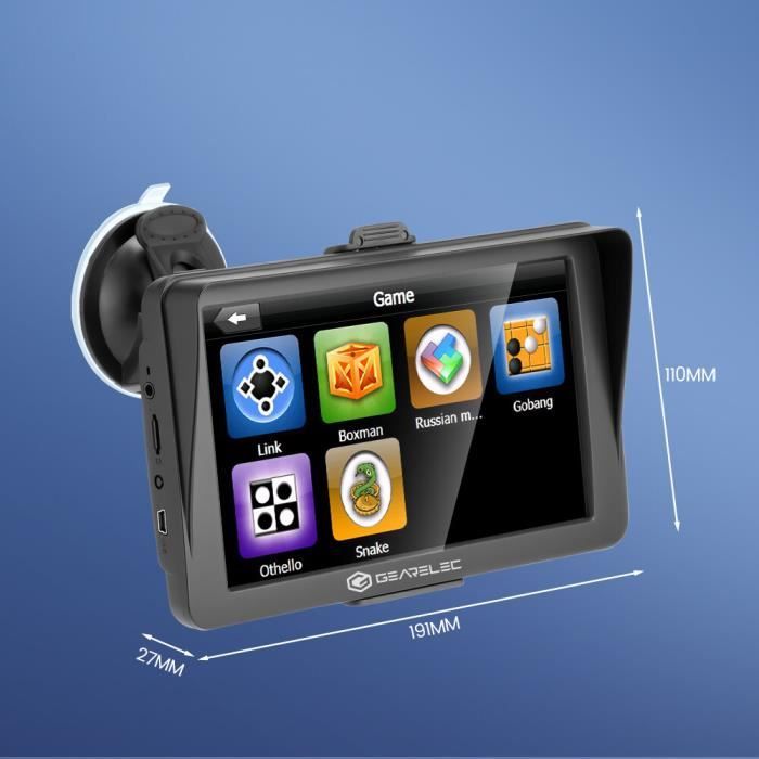 GPS Voiture 7 Pouces Écran Tactile 8Go 256Mo - Navigation Camping-Car Camion Avec Cartes Europe, Voix Et FM