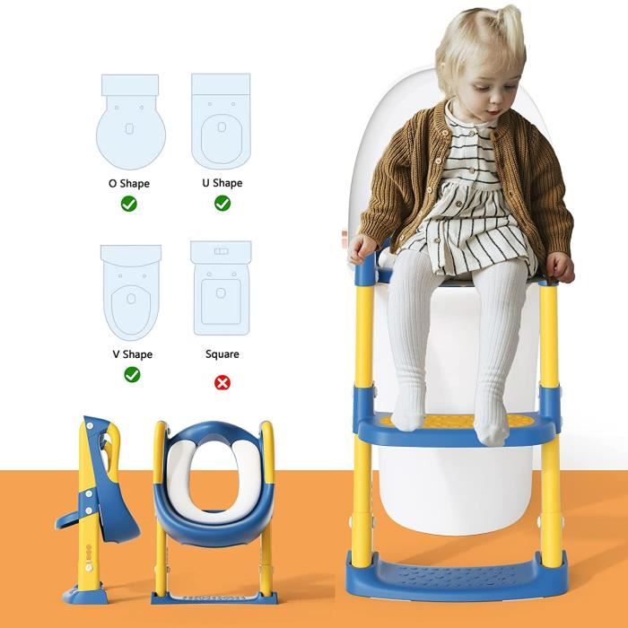 UISEBRT Siège de Toilette Enfants Pliable Réglable, Réducteur de Toilette  Bébé avec marche pieds Antidérapantes, Rehausseur