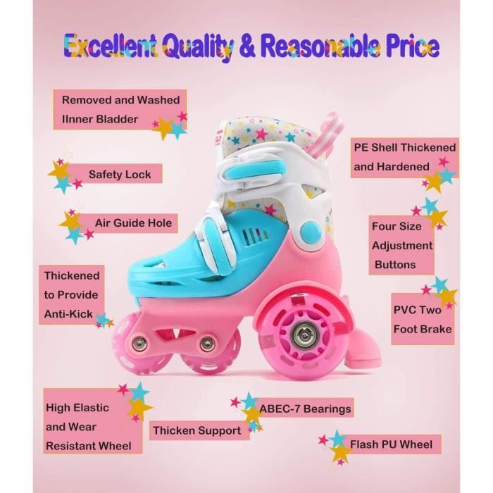 Patin Roulette Roller Fille AMOUNE 4 Roues R glables Roues