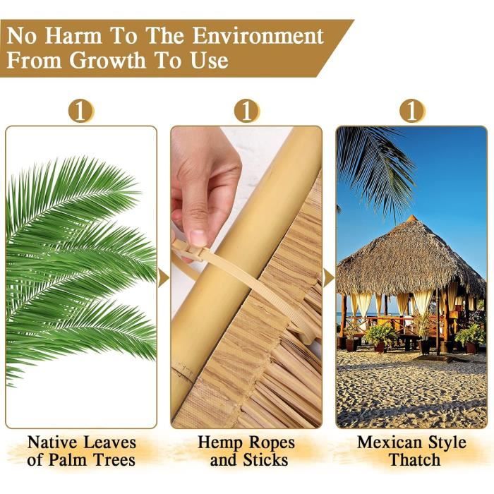Rouleau Toit De Chaume Synthétique Jaune 1x10m - Paille Artificielle Ignifugée Pour Tiki Bar Et Jardin