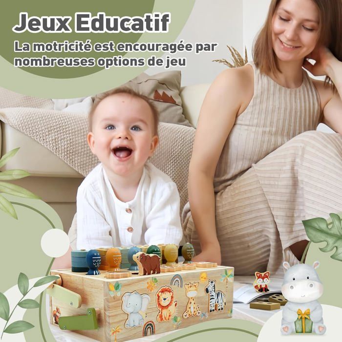 Jouet Montessori 9 En 1 Safari Bois - Éducatif 1 2 3 4 Ans Fille Garçon