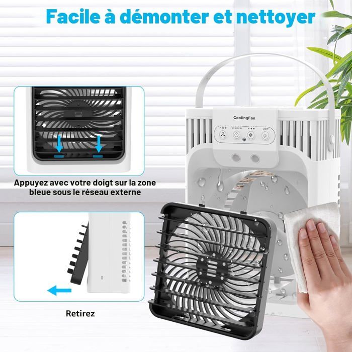 Climatiseur mobile AUCUNE Mini Silencieux , Refroidisseur D'Air 4 En 1, 3 Vitesses