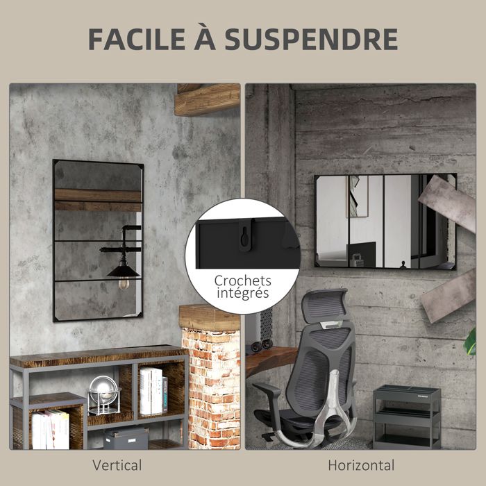 Miroir Fenêtre Atelier Style Industriel En Métal - L. 120 X H. 90 Cm Noir Dudley