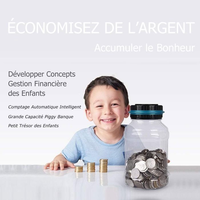 Tirelire Extra Large GADIEDIE Bleue - Plastique Incassable - Pour Enfants (7x7x0.2 Pouces)