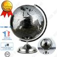 TD® Globe Terrestre en Métal- Version Pédagogique- Simple décoration de globe en métal noir et blanc- Bureau- Salon-0
