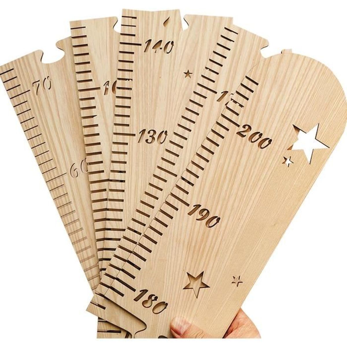 Toise En Bois Naturel Pliable Pour Enfant – Tableau De Croissance 200 Cm, Puzzle Mural Décoratif Chambre Bébé