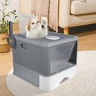 SUPFINE Bac à litière pour chat en plastique PP, Maison de toilette pour chat avec une plate-forme sur le dessus, 48*37*38cm