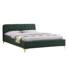 IDIMEX Lit double GLAMOUR couchage 140x190 cm, avec sommier et pieds en métal doré, style baroque, revêtement en velours capitonné vert