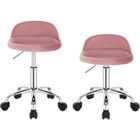 WOLTU 2 x Tabouret de Bureau avec Dossier, Chaise d'ordinateur à roulettes, Réglable en Hauteur 43-54,5cm, Rose BS127rs-2