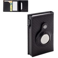 Porte-cartes Pop-Up avec AirTag | Portefeuille avec Protection RFID et NFC | Porte-monnaie Anti-Perte (Carbone)