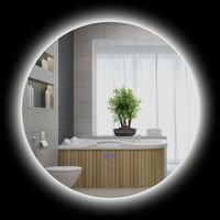 miroir de salle de bain kleankin Rond LED 60 cm avec éclairage Interrupteur Tactile système antibuée luminosité réglable 29 W Gris