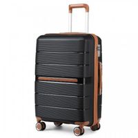 Kono Valise de Taille Moyenne, 66cm Valise de Voyage Extensible, Bagages Cabine avec 4 roulettes et Serrure TSA, 60L, Noir