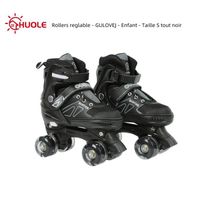 HUOLE Rollers reglable - GULOVEJ - Enfant - Taille S Rouge et noir - Double rangée de roues non-flash