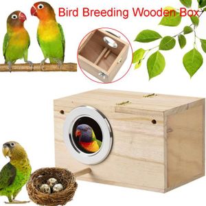 NICHOIR - NID le nid d'oiseau Perruche Ne st Box Bird House Boîte d'élevage en bois pour inséparables Perroquets Accouplement Kaki