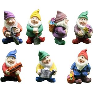 FIGURINE - PERSONNAGE Lot De 7 Figurines De Nain De Jardin Miniature - Accessoires De Jardin Féerique - Accessoires De Collection - Micro Paysage