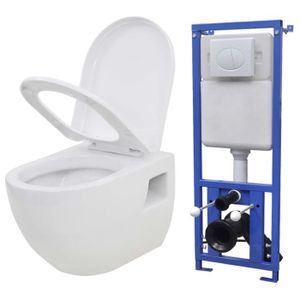 WC - TOILETTES WC suspendu - ESTINK - Céramique Blanc - Sur pied - A suspendre - Double chasse - Sans bride