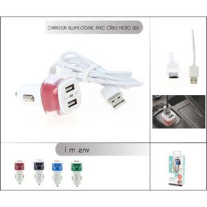 Chargeur Allume-Cigare 2 ports USB 2.4A + câble iPhone - SILAMP
