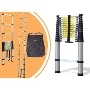 Echelle Telescopique : 30 cm Sac de transport OFFERT /Écart suppl/émentaire Distance entre les marches 3,8 m/ètre /échelle d/éploy/ée EN 131 Leogreen s /Échelle Extensible Charge maximale: 150 kg