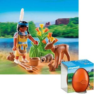 UNIVERS MINIATURE PLAYMOBIL - Indienne Avec Animaux - Les Oeufs de P