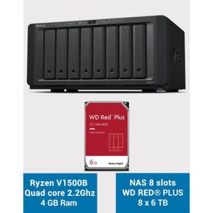 SERVEUR STOCKAGE - NAS  Synology DS1821+ Serveur NAS 8 baies WD RED PLUS 4